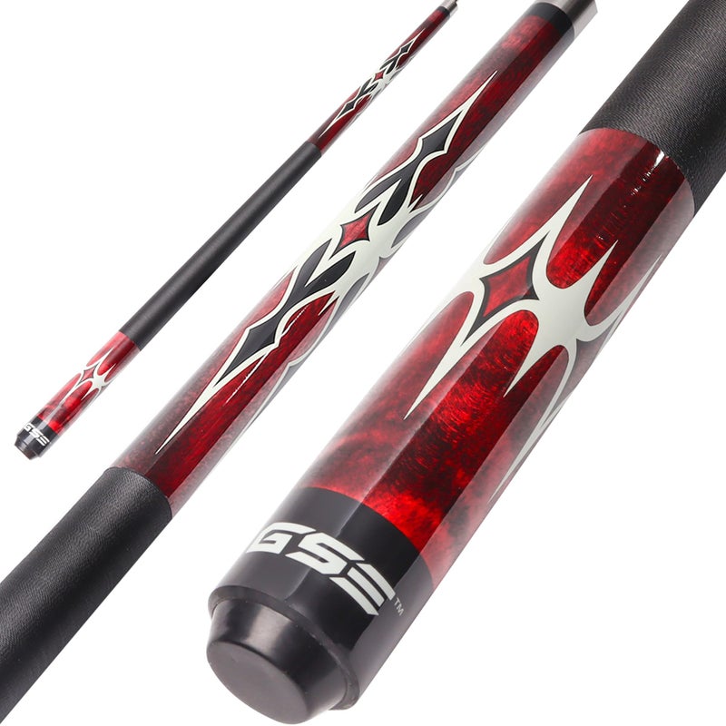 GSE Games & Sports Expert 58" 2-Piece Canadian Maple Hardwood Billiard Pool Cue Sticks for Men/Women, Great for House or Commercial/Bar Use (Red, 20 Oz) - Image 1